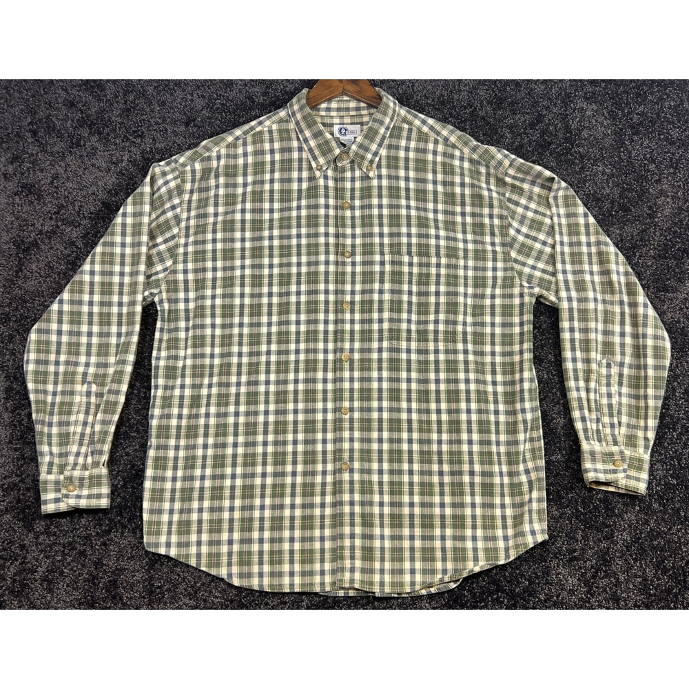 Vintage Arizona Jean Company Mens XLarge Green Plaid Long Sleeve Button Up Shirt